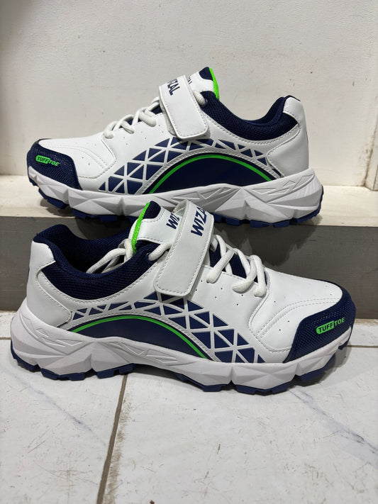 Wizal TuffToe Cricket Shoes - White/Navy