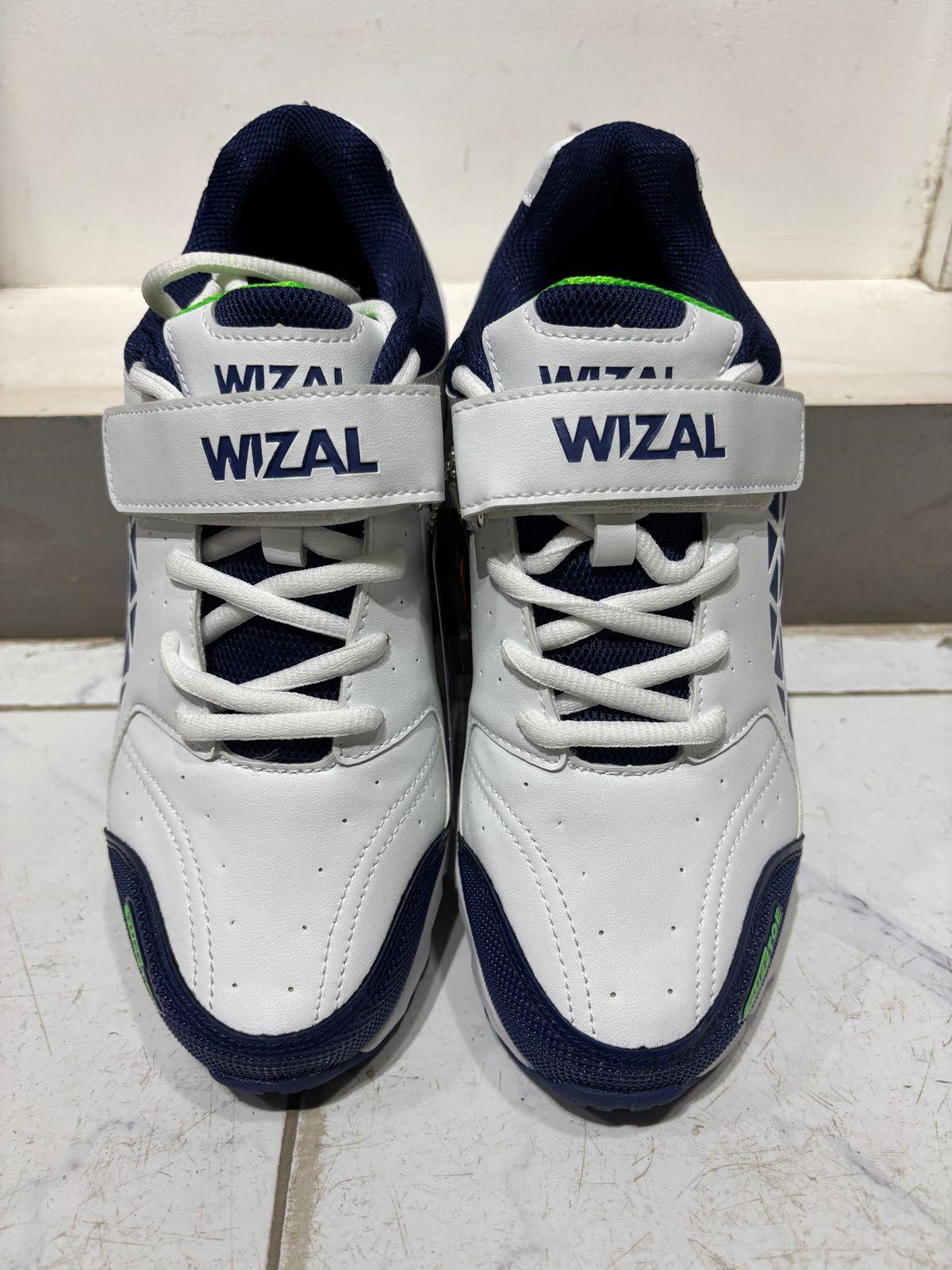 Wizal TuffToe Cricket Shoes - White/Navy